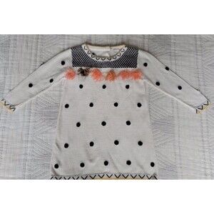 Catimini Girls’ Sweater Dress – Size 18M – Polka Dot‎ Pom Pom Knit